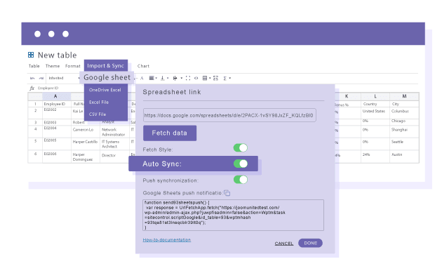 Automatic Google Sheets synchronization with Wordpress