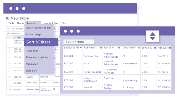 Order WordPress HTML table data