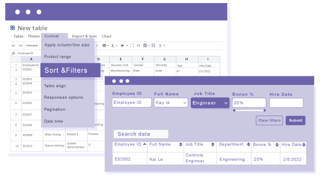 Search and filter for your WordPress table data