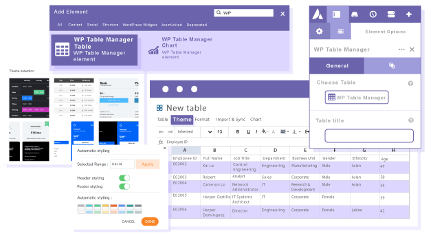 WP Table Manager as table maker for Avada
