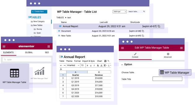 Manage table content from Elementor