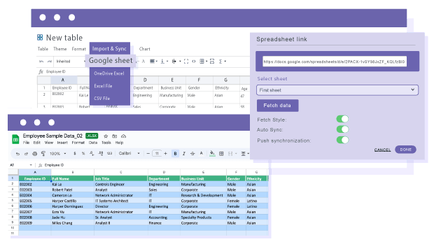 Load a Google Sheets based table in WPBakery