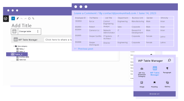 Use the table Gutenberg block to load your table
