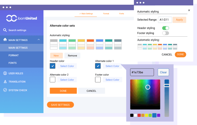 Create your own table alternate color sets