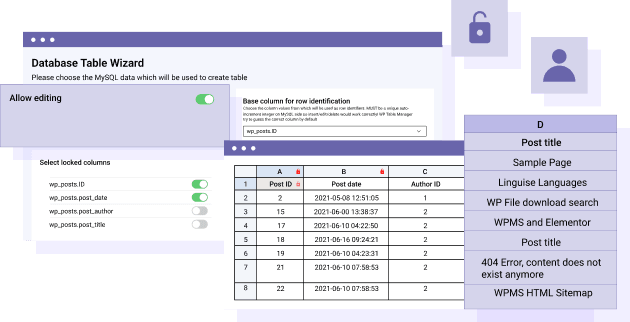 Protect database cell range from being edited
