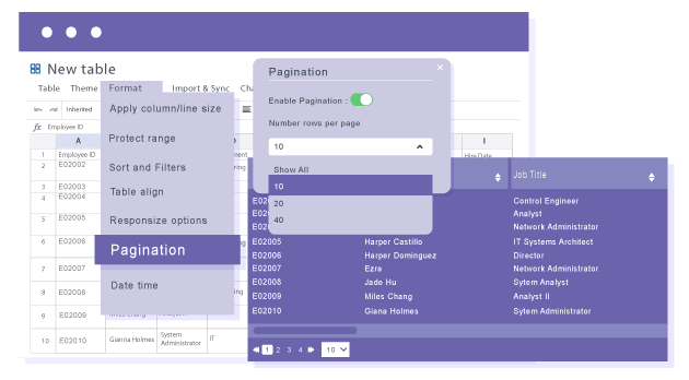 WordPress row pagination for large tables