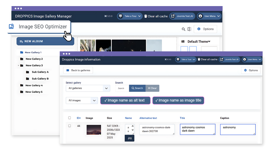 Joomla image SEO bulk optimization