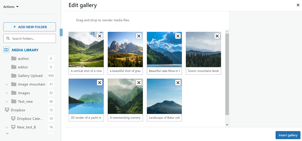 Click Insert Gallery - Create a Photo Gallery with Albums in WordPress