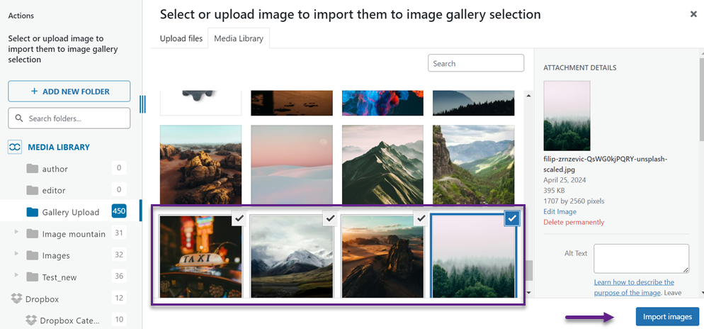 Choose Images - Create a Photo Gallery with Albums in WordPress