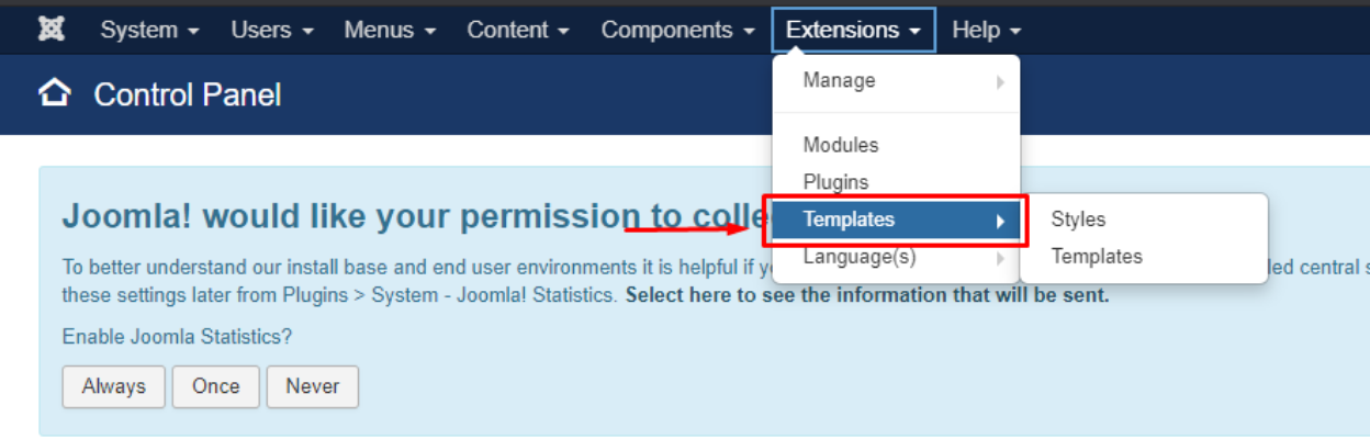 Consulta las plantillas activas en Joomla