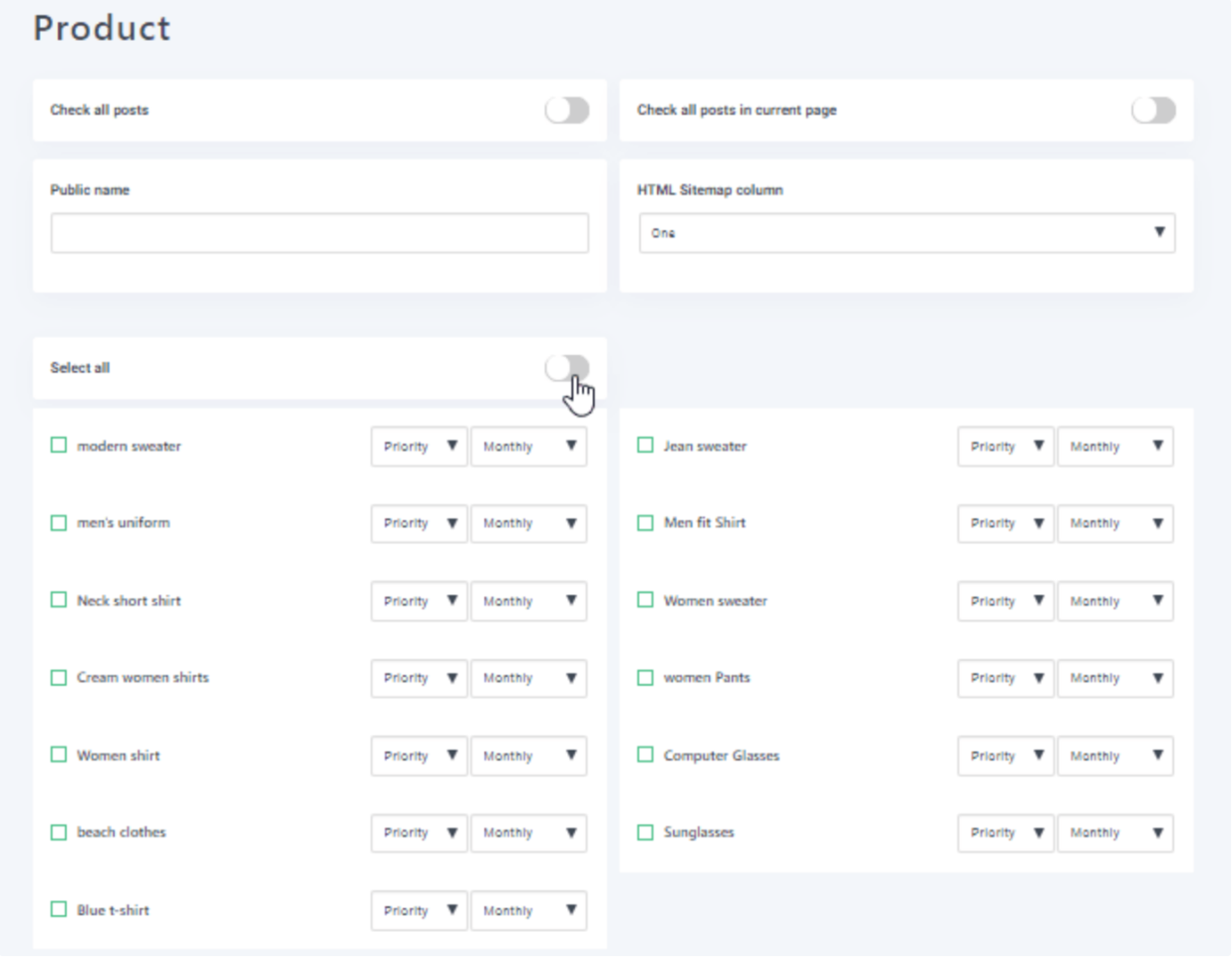 Продукти та категорії WooCommerce Sitemap Setting.png