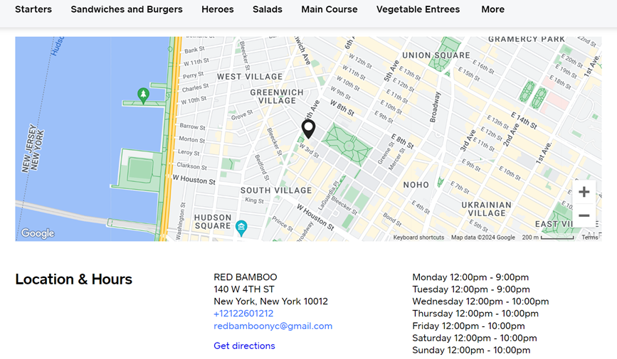 Informações de localização – Como construir um site de restaurante em WordPress