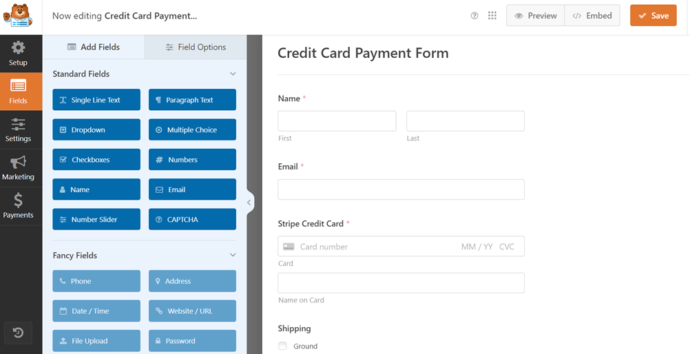 Betalen met creditcard - Hoe u een restaurantwebsite bouwt in WordPress