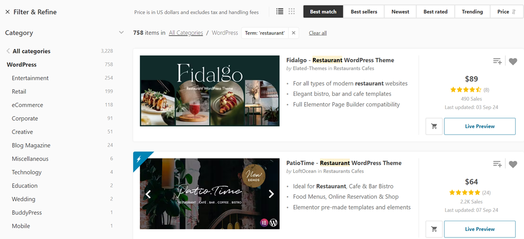 Wählen Sie das richtige Theme – So erstellen Sie eine Restaurant-Website in WordPress