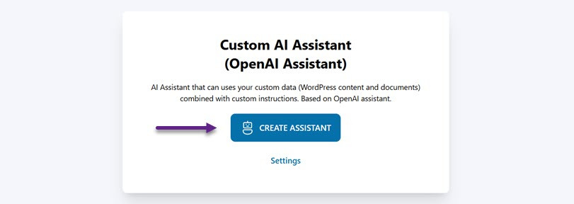 Clique em Create Assistant-Como adicionar o OpenAi Chatgpt ao WordPress (passo a passo)