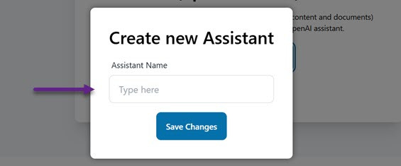 Nome assistente di input-Come aggiungere OpenAI CHATGPT a WordPress (passo per passo)