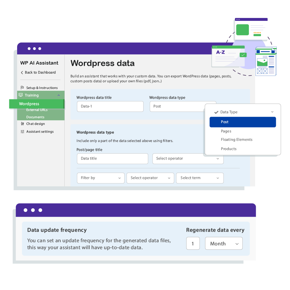 Treine seu assistente com seus dados do WordPress