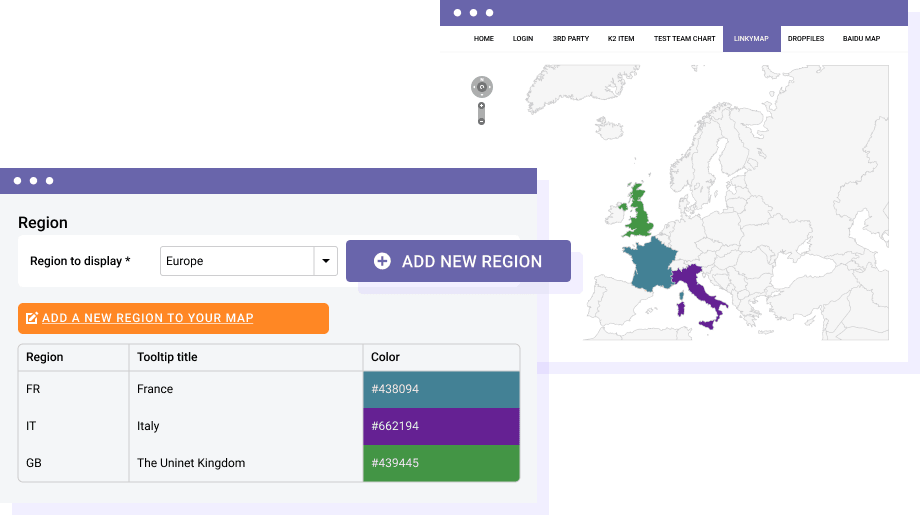 Mappe vettoriali con regioni