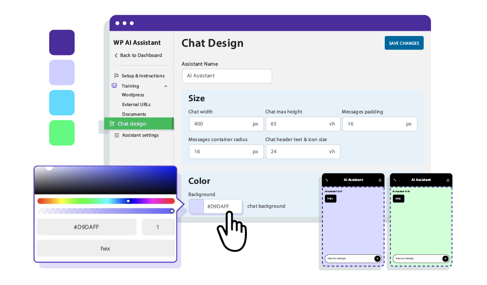 Faça um design para o seu chatbot adequado ao seu site