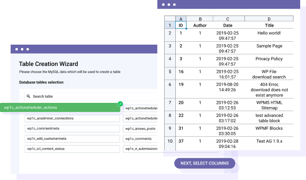 Plugin per database WordPress: tabelle dal database