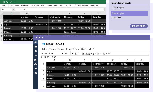 Import i eksport Excel Joomla